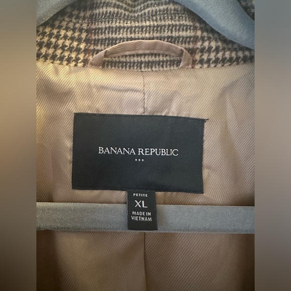 Banana Republic Brown Plaid Pea Coat - Picture 5 of 7